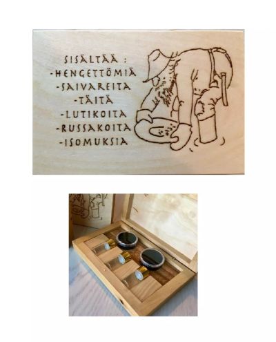 Puinen rasia kultahipuille, hengettömille ym., malli 1